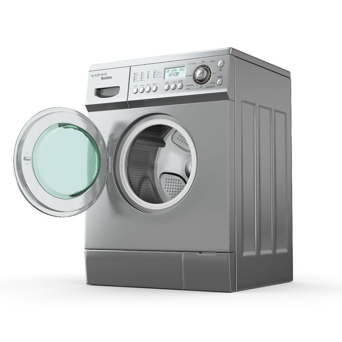 10995581 - opening washing machine on white background. 3d