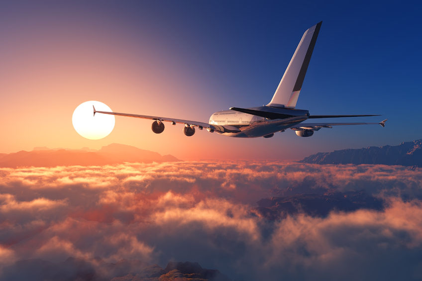 passenger plane above the clouds.